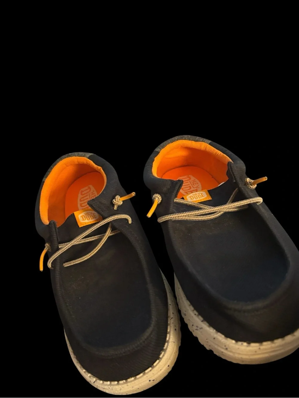 Navy blue and orange KIDS J7 Hey Dudes
